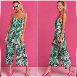 Show Me Your Mumu x Barbie Beverly Paolo Wide Leg Playsuit Palm Print Sz L